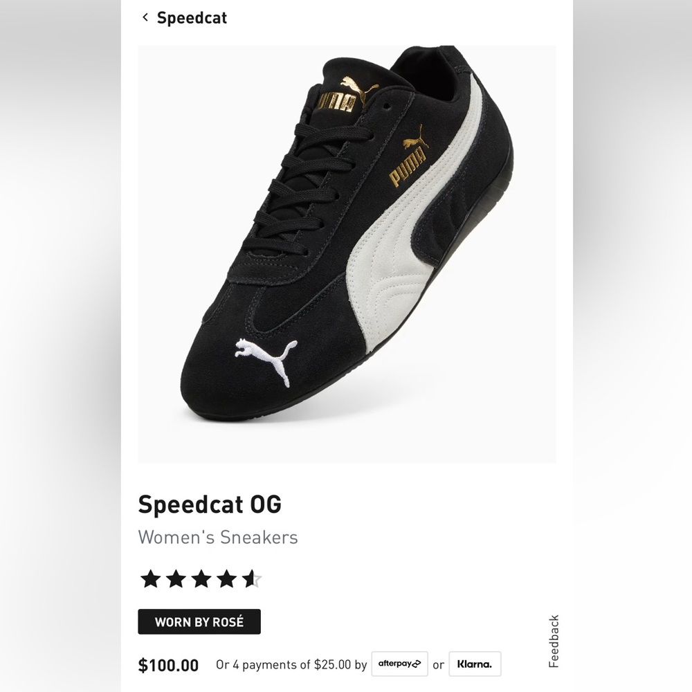 BRAND NEW IN BOX PUMA SPEEDCAT OG SNEAKERS - BLACK AND WHITE